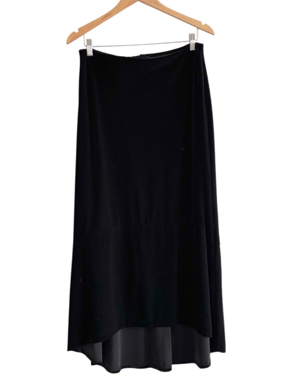 Laura Ashley Vintage 90s Velvet Black Boho Midi Skirt